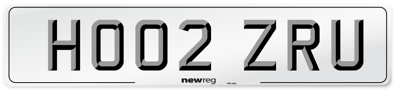 HO02 ZRU Number Plate from New Reg